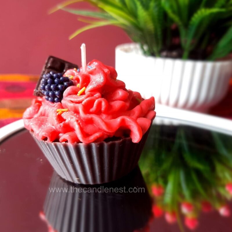 Cupcake Candle - Red-Brown